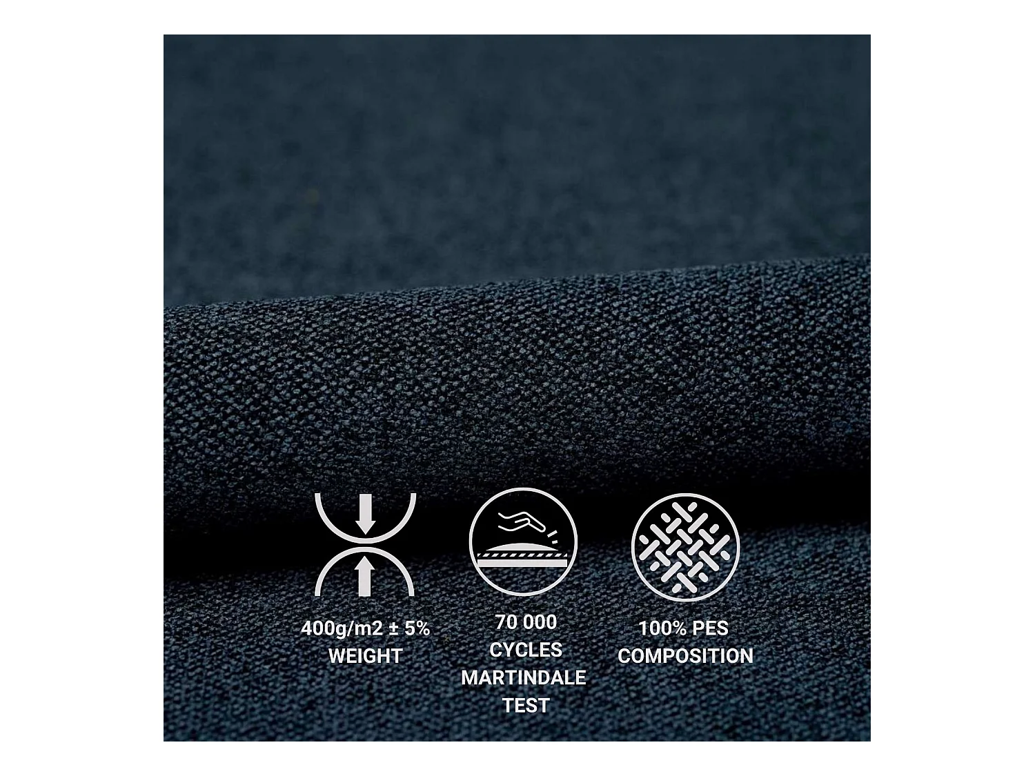 Łóżko boxspring w tkaninie plecionej Moretti - materac - topper - 160x200 cm - granatowy