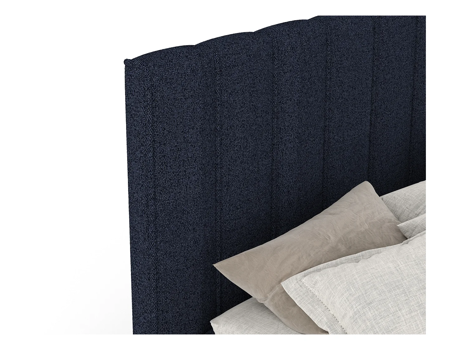 Łóżko boxspring w tkaninie plecionej Moretti - materac - topper - 160x200 cm - granatowy