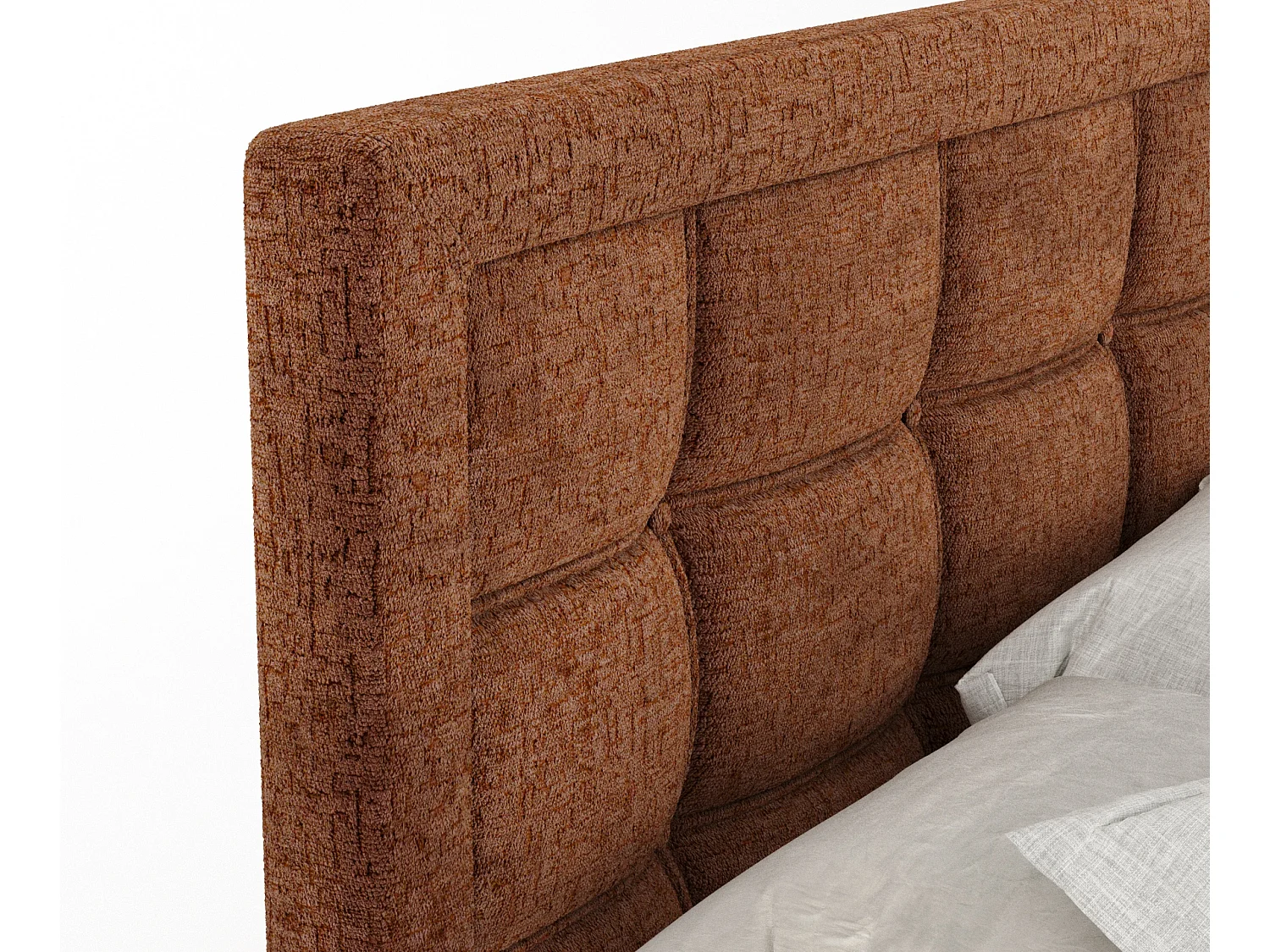 Boxspringbett aus Chenille-Stoff Ambrosia - Matratze - Toppermatratze - 200x200 cm - kupferfarbe