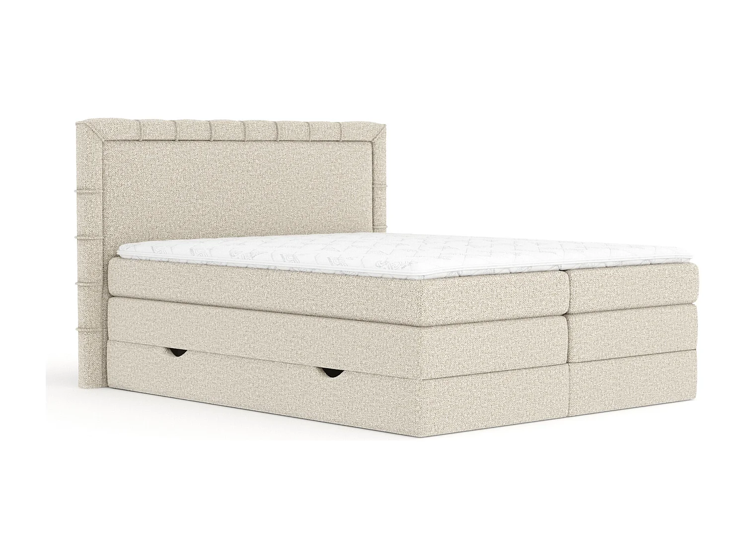 Boxspringbett aus Boucle-Stoff Rosabel - matelas - surmatelas - 200x200 cm - beige