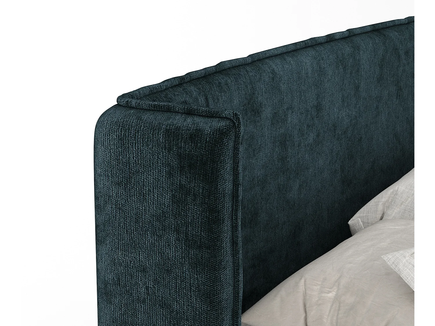 Boxspringbett aus Chenille-Stoff Monpelli - Matratze - Toppermatratze - 140x200 cm - blaugrüne