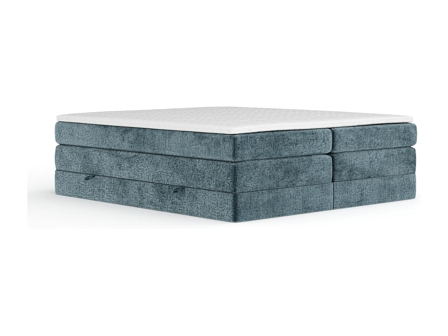 Lit boxspring en tissu chenille Juniper - matelas - surmatelas - 140x200 cm - bleu