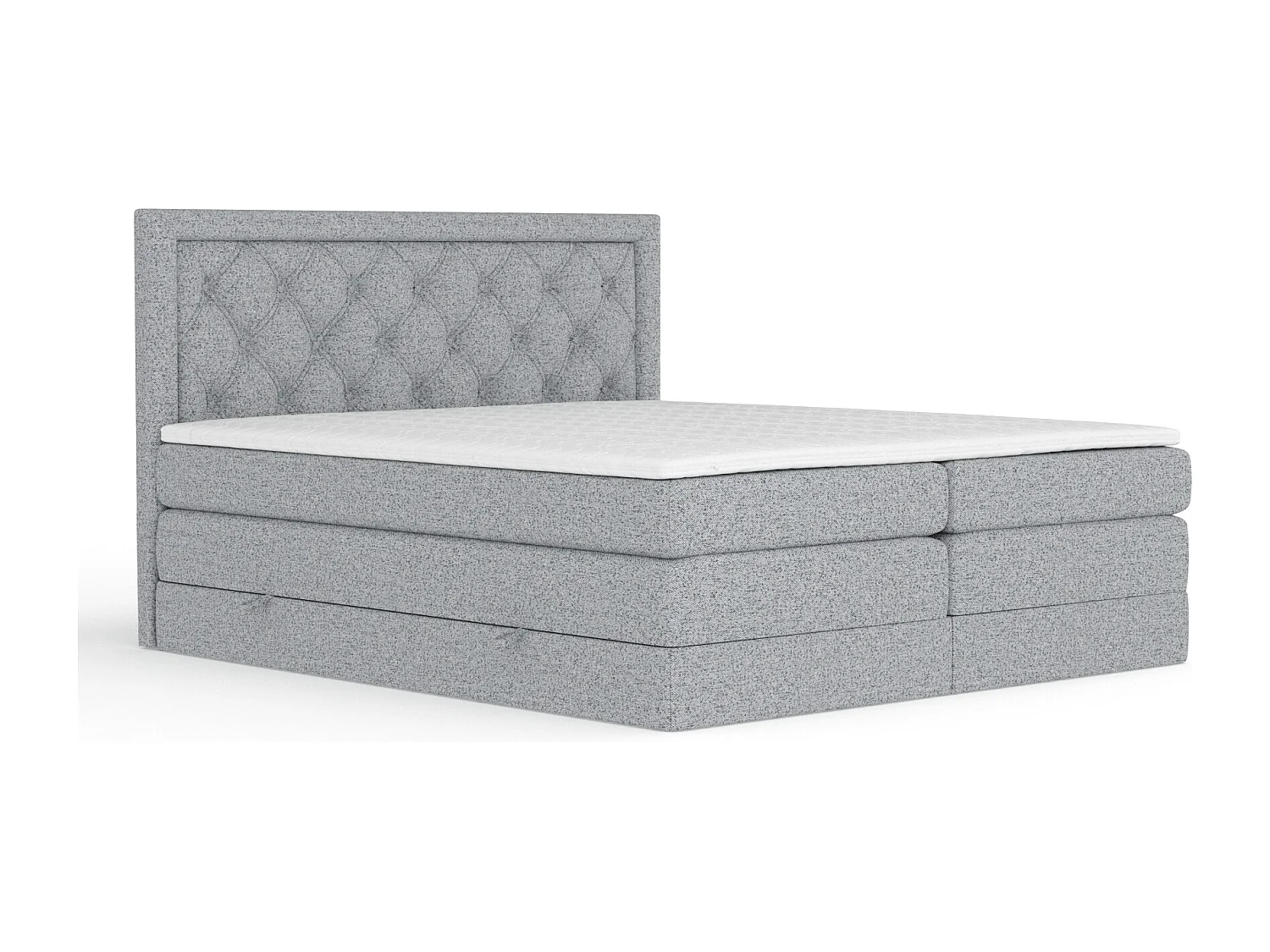 Boxspringbett aus Webstoff Aurelia - Matratze - Toppermatratze - 180x200 cm - grau