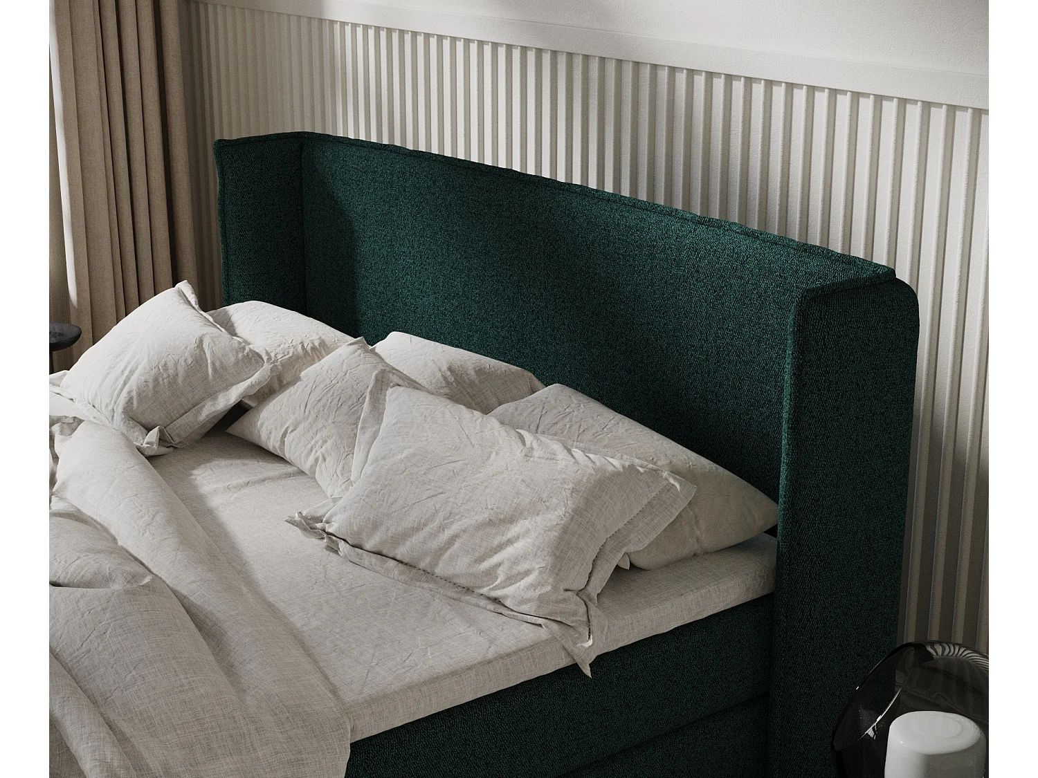 Boxspringbett aus Webstoff Carizzo - Matratze - Toppermatratze - 160x200 cm - grün