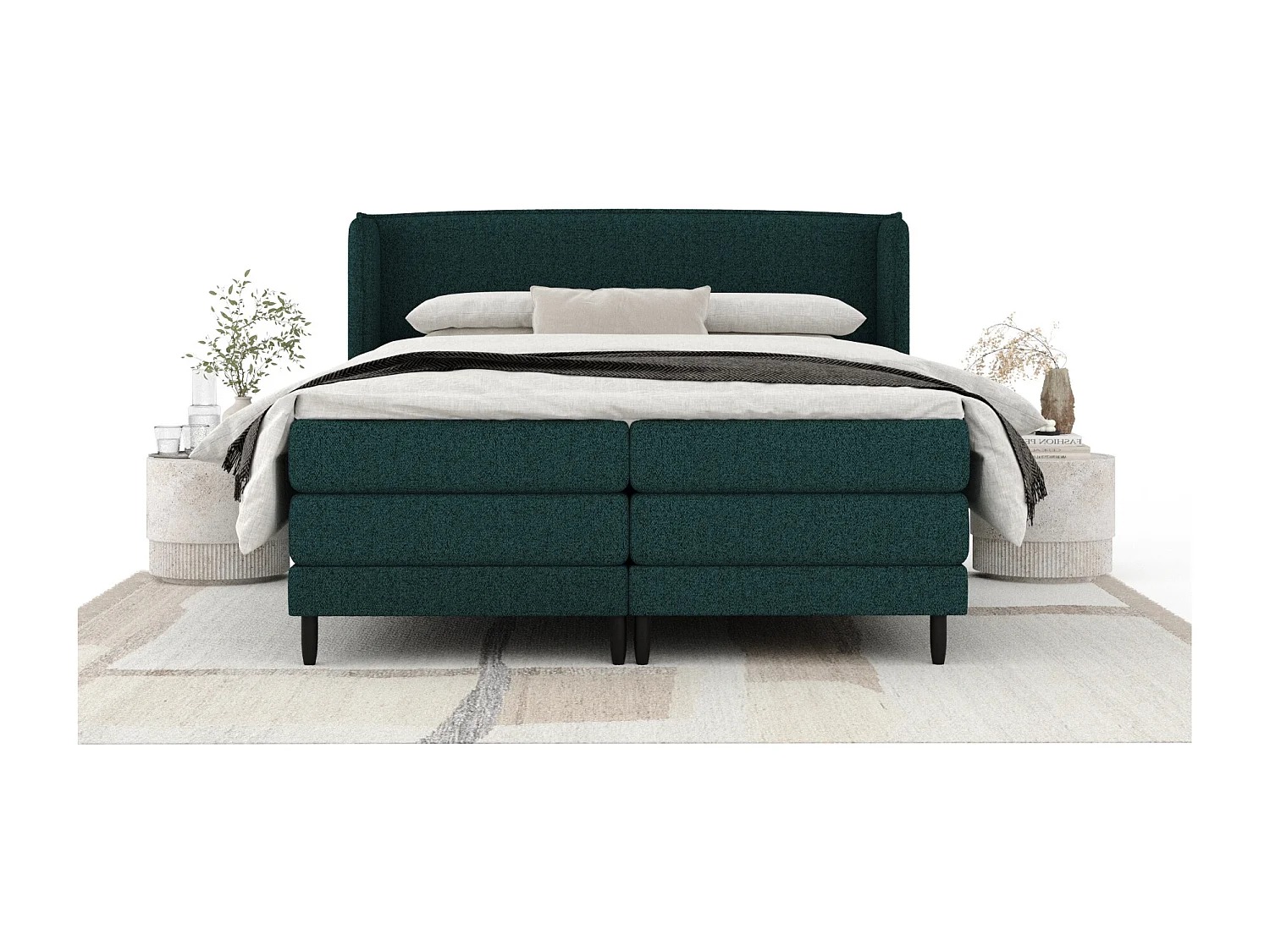 Lit boxspring en toile tissée Carizzo - matelas - surmatelas - 160x200 cm - vert