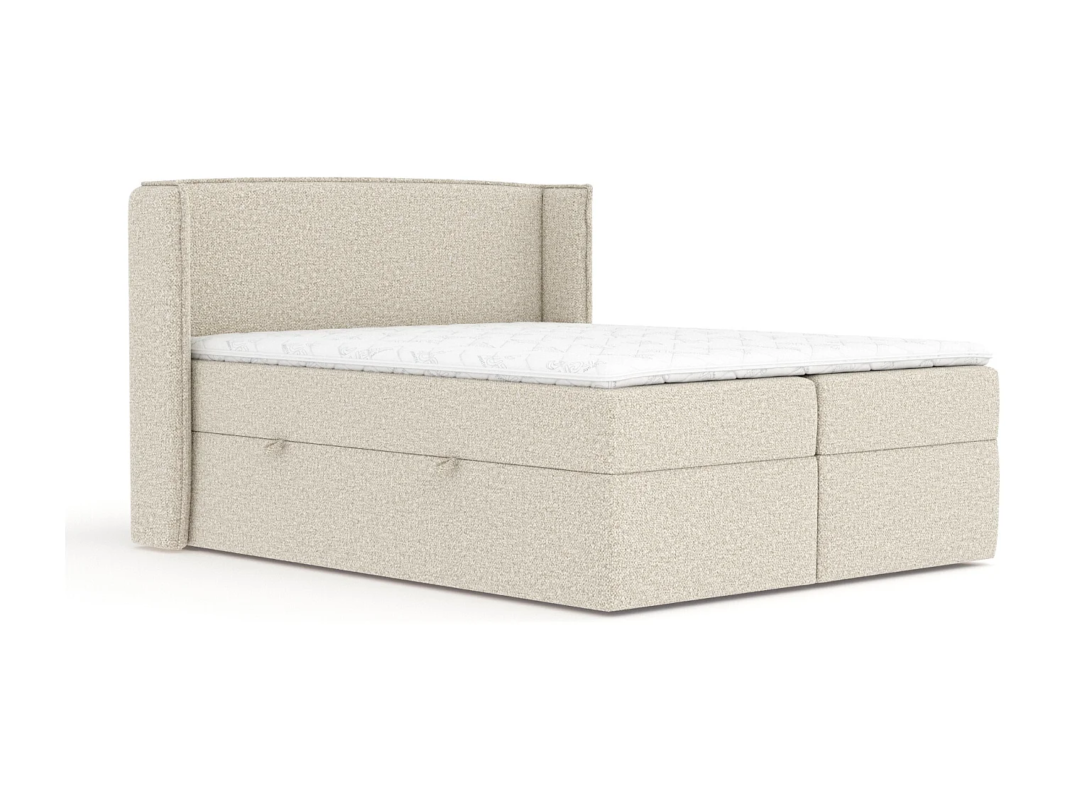 Boxspringbett aus Boucle-Stoff Skyline - Matratze - Toppermatratze - 200x200 cm - beige