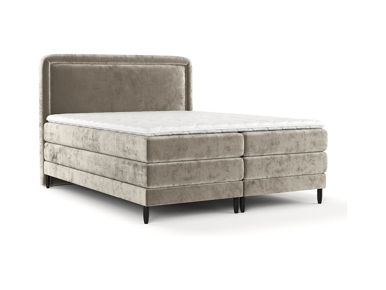 Lit boxspring en tissu chenille Dove - matelas - surmatelas - 200x200 cm - beige