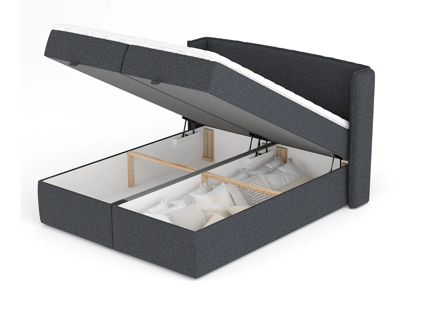 Lit boxspring en toile tissée Passion - matelas - surmatelas - 140x200 cm - noir