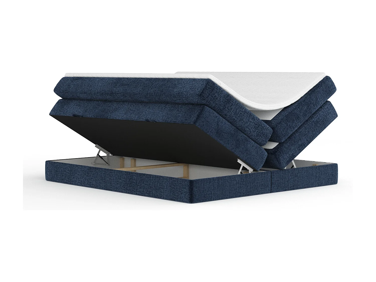 Lit boxspring en tissu chenille Juniper - matelas - surmatelas - 180x200 cm - bleu marine