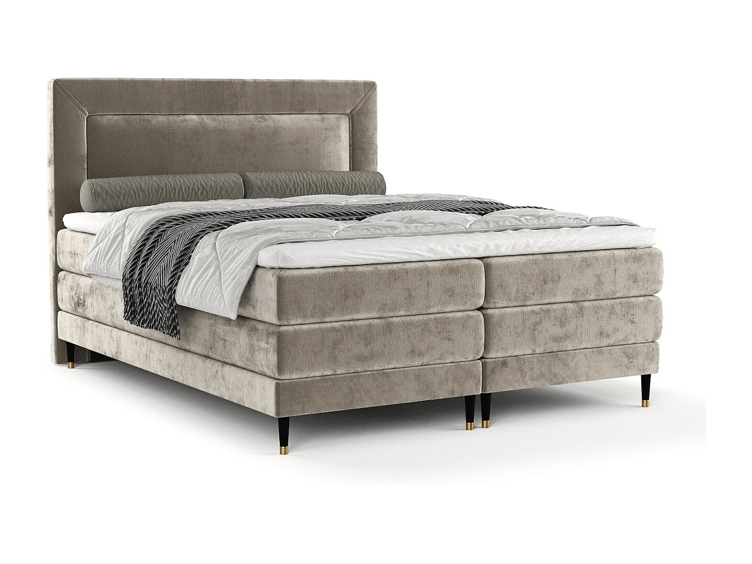 Lit boxspring en tissu chenille Madame - matelas - surmatelas - 200x200 cm - beige