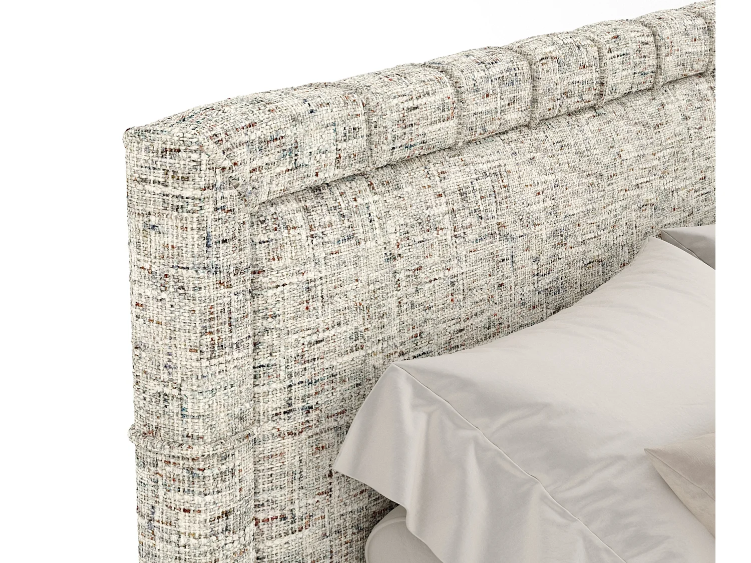 Łóżko boxspring w tkaninie plecionej Rimini - materac - topper - 180x200 cm - beżowy melanż