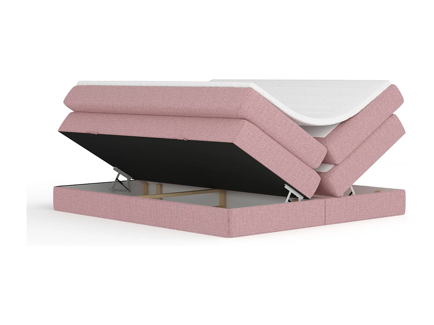Boxspringbett aus Webstoff Juniper - Matratze - Toppermatratze - 160x200 cm - rosa
