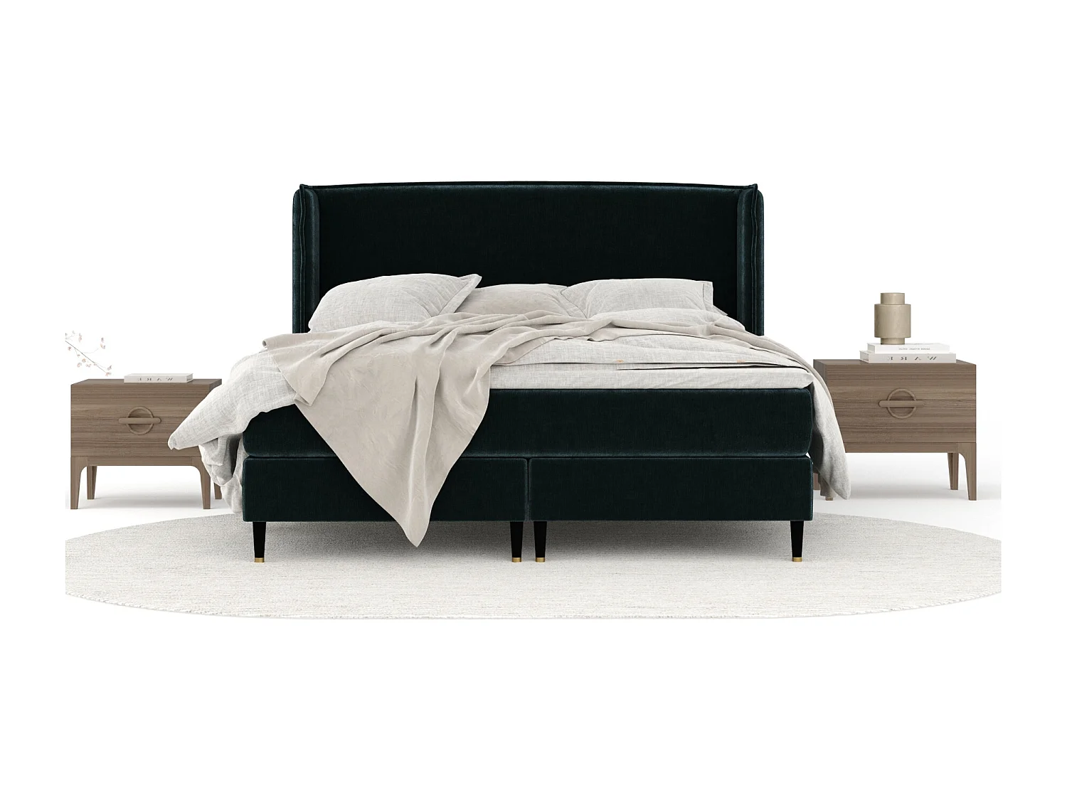 Lit boxspring en tissu chenille Ardis - matelas - surmatelas - 140x200 cm - couleur sarcelle