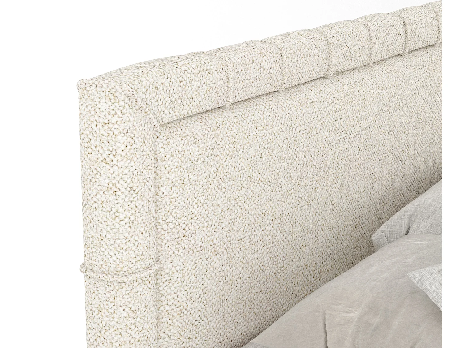 Boxspringbett aus Boucle-Stoff Voyage - Matratze - Toppermatratze - 200x200 cm - creme