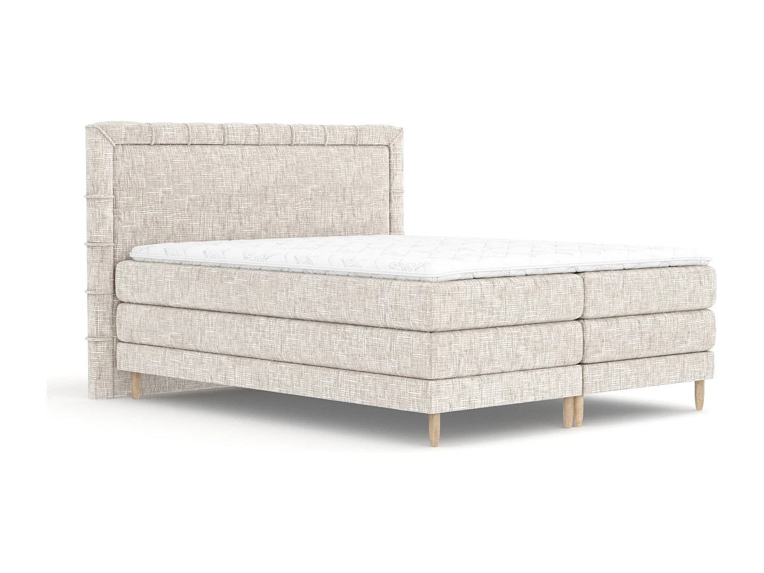 Boxspringbett aus Webstoff Rimini - Matratze - Toppermatratze - 180x200 cm - creme