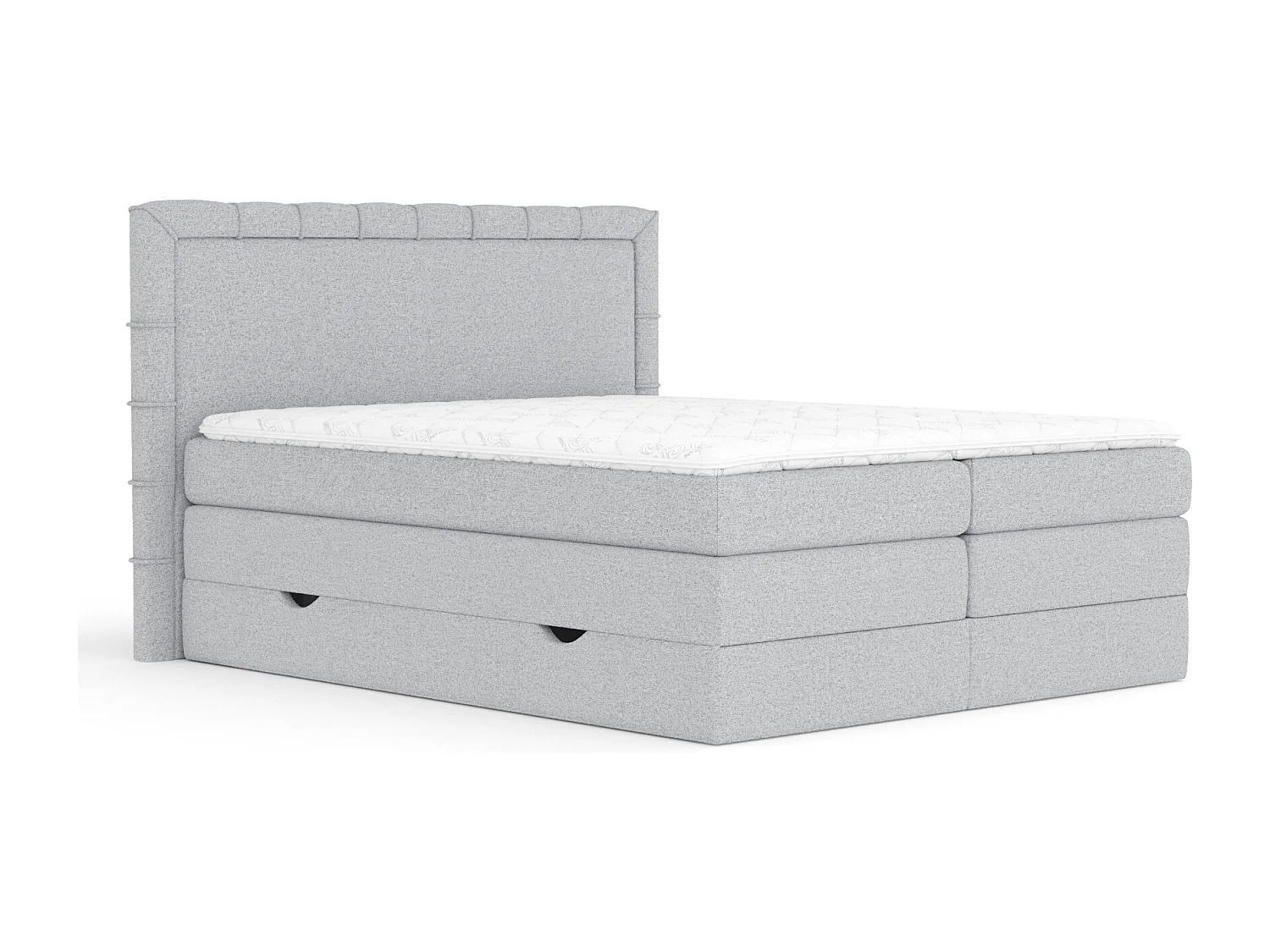 Lit boxspring en toile tissée Rosabel - matelas - surmatelas - 140x200 cm - gris clair