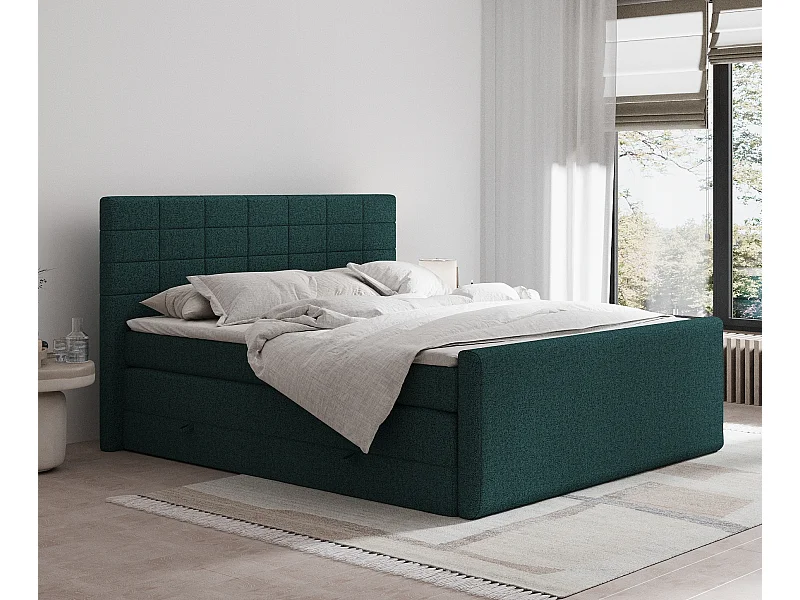 Boxspringbett aus Webstoff Ava - Matratze - Toppermatratze - 160x200 cm - grün