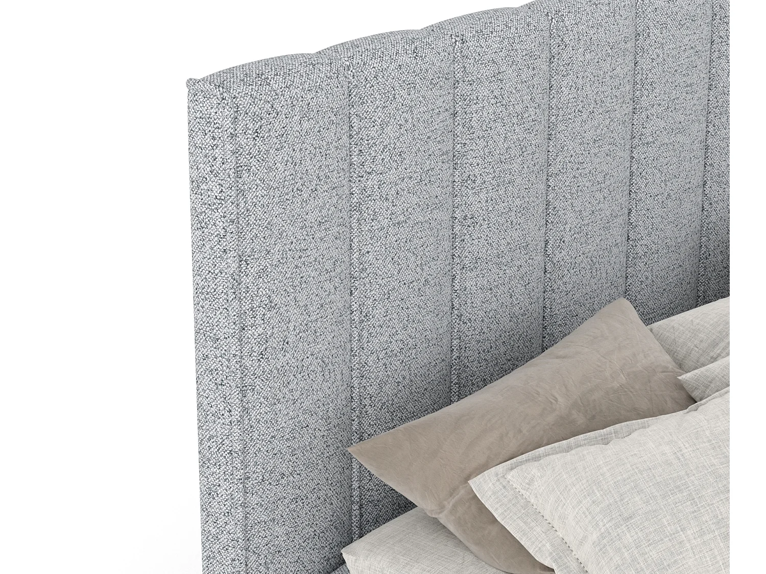 Łóżko boxspring w tkaninie plecionej Moretti - materac - topper - 160x200 cm - szary