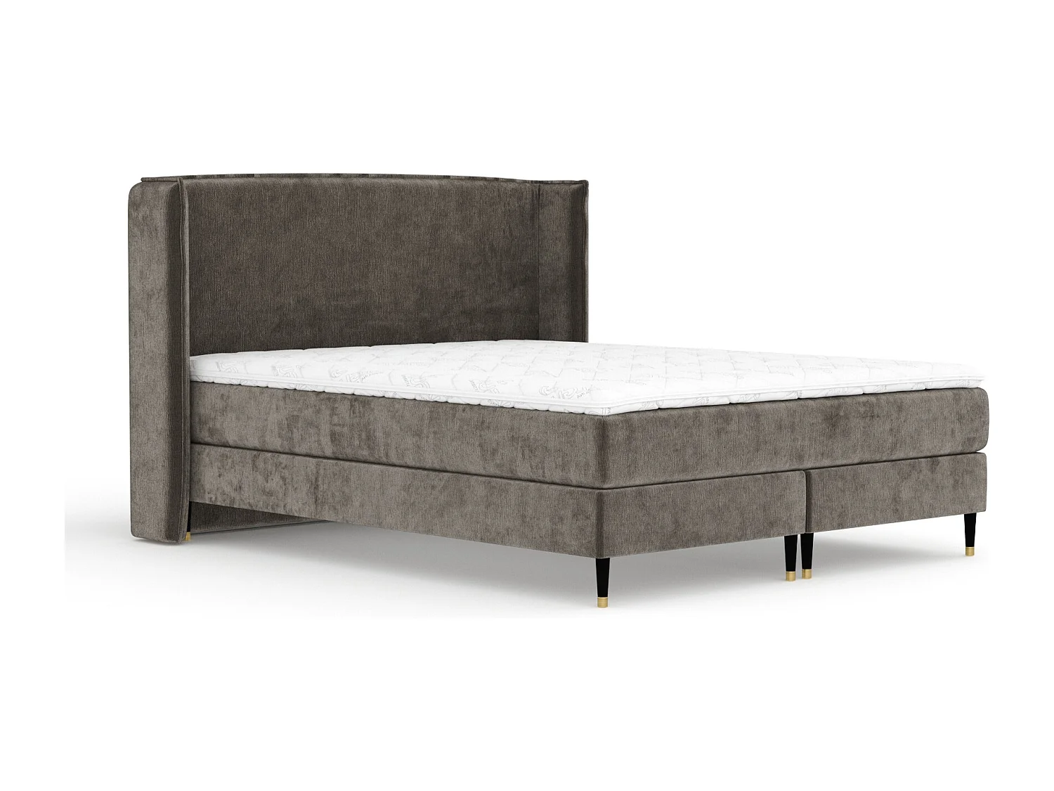 Boxspringbett aus Chenille-Stoff Ardis - Matratze - Toppermatratze - 180x200 cm - braun