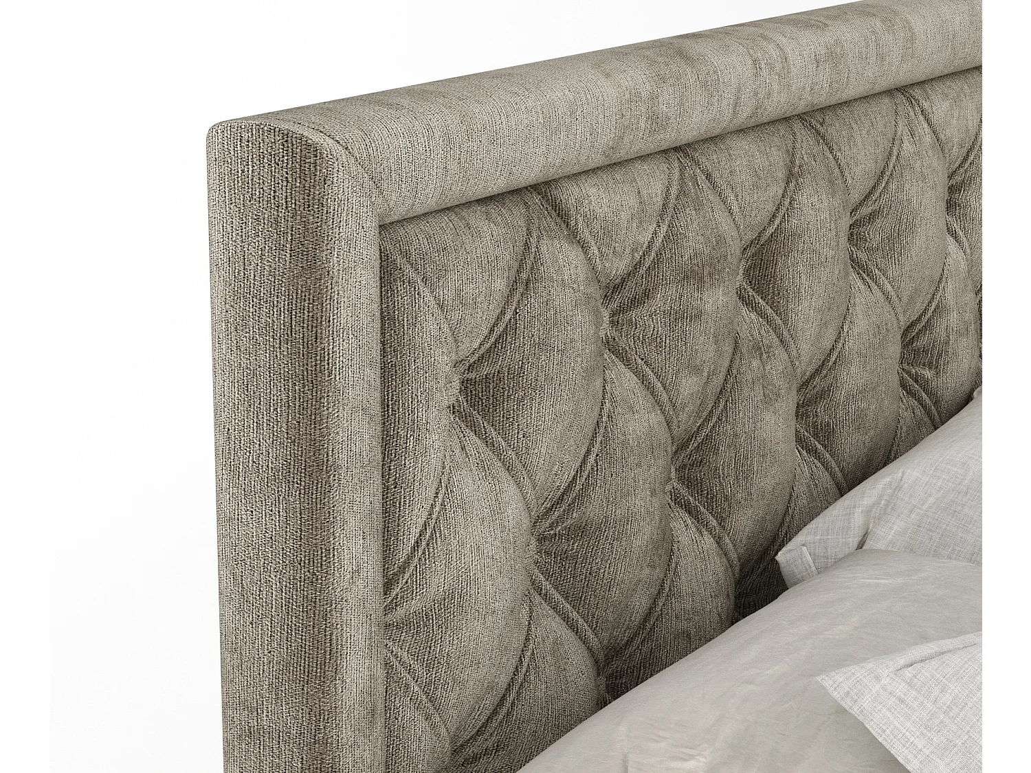 Boxspringbett aus Chenille-Stoff Aurelia - Matratze - Toppermatratze - 200x200 cm - beige