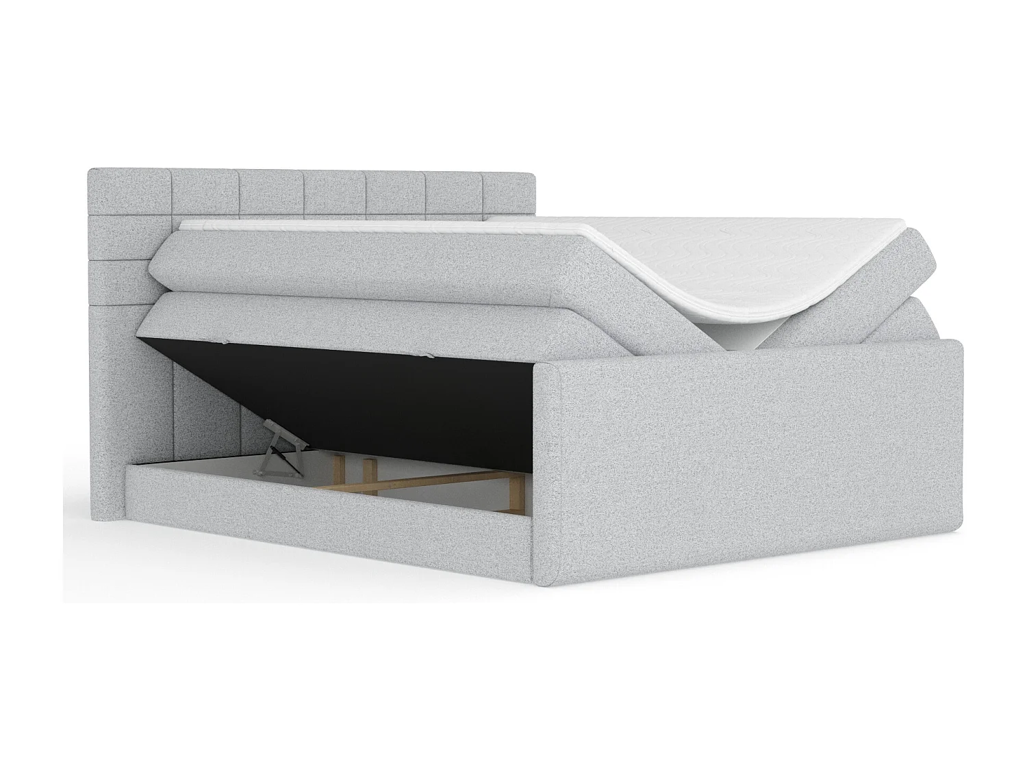 Lit boxspring en toile tissée Ava - matelas - surmatelas - 180x200 cm - gris clair