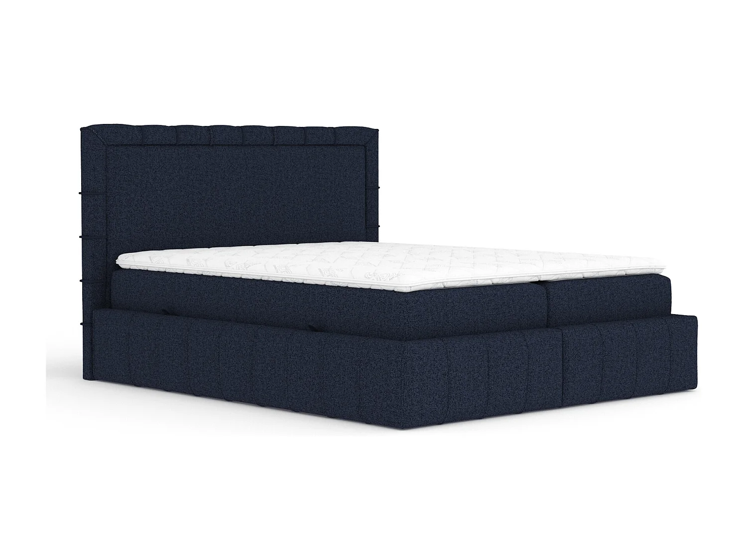 Boxspringbett aus Webstoff Sundown - Matratze - Toppermatratze - 200x200 cm - marineblau