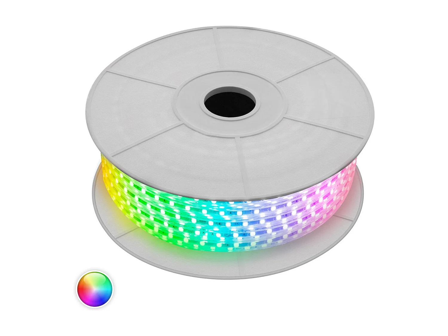 Bobina Tira LED RGB 220V AC 60 LED/m 50m IP65 Ancho 16mm Corte cada 100 cm