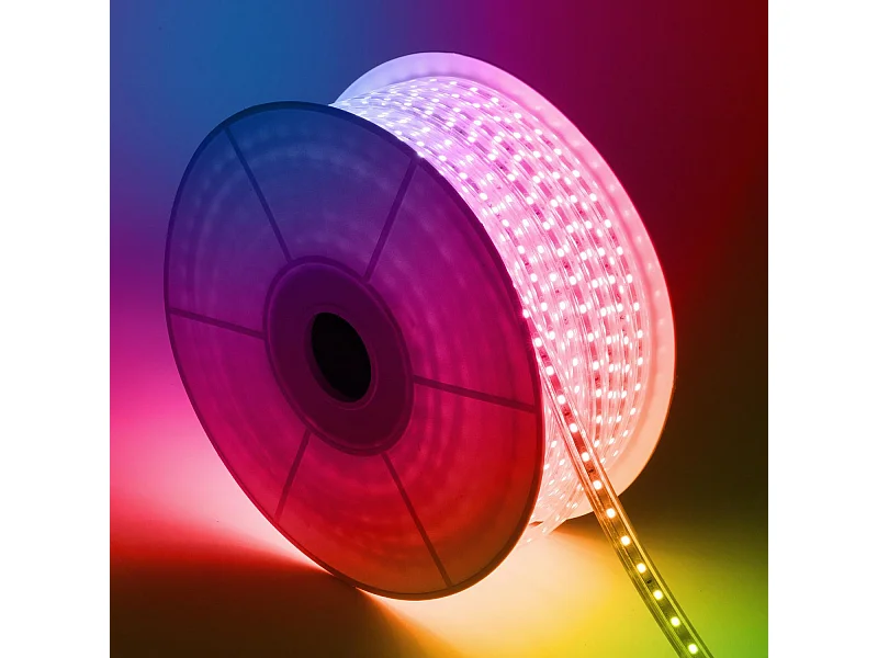 Bobine LED Dimmable 220V AC 60LED/m IP65 RGB 50m Largeur 16mm Coupe tous les 100cm