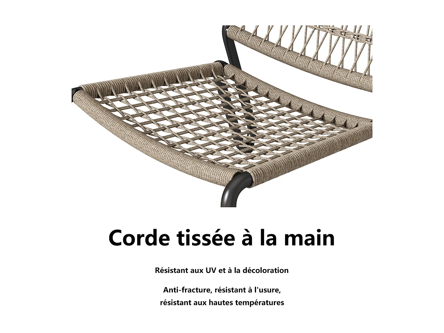 2-zits tuinmeubelset - gegalvaniseerd staal - 2 ergonomische fauteuils en een ronde bijzettafel - max. belasting 160 kg - Beige