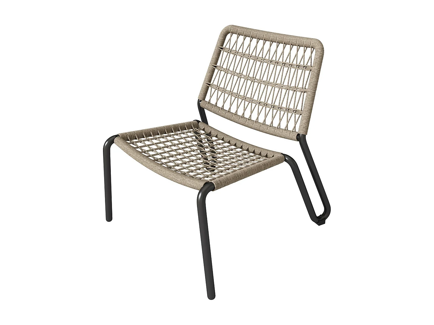 2-zits tuinmeubelset - gegalvaniseerd staal - 2 ergonomische fauteuils en een ronde bijzettafel - max. belasting 160 kg - Beige