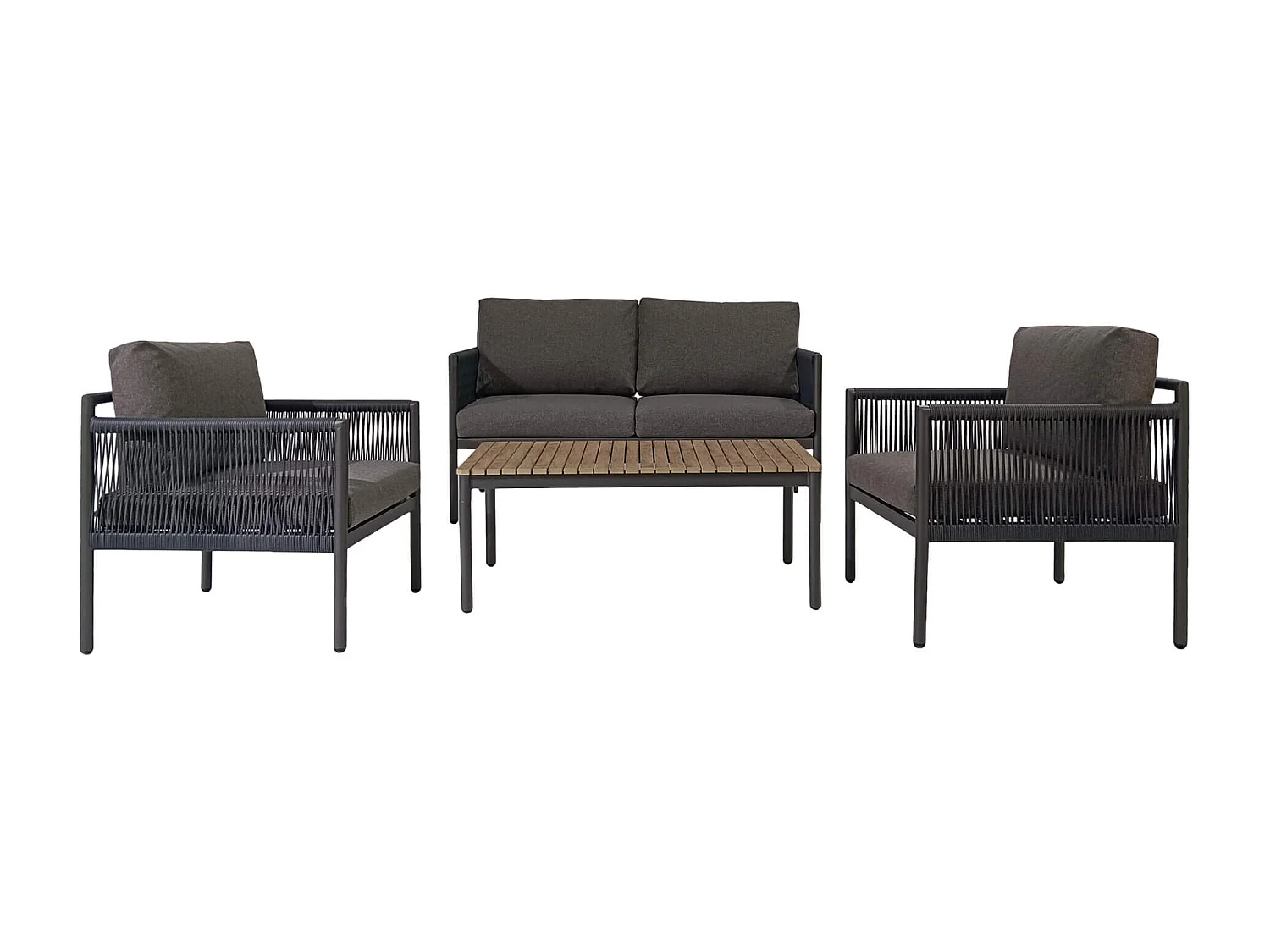 Salotto da Giardino Rebecca Mobili Felfel 68x135x67 Alluminio PE Grigio Scuro Marrone Moderno SET 4 pz