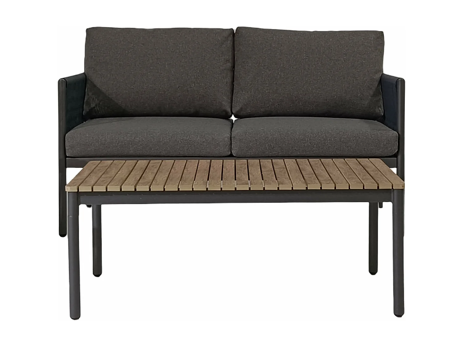 Salotto da Giardino Rebecca Mobili Felfel 68x135x67 Alluminio PE Grigio Scuro Marrone Moderno SET 4 pz