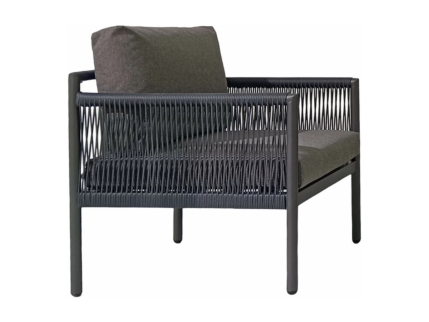 Salotto da Giardino Rebecca Mobili Felfel 68x135x67 Alluminio PE Grigio Scuro Marrone Moderno SET 4 pz