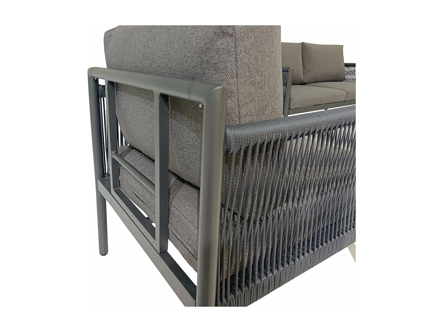 Salotto da Giardino Rebecca Mobili Felfel 68x135x67 Alluminio PE Grigio Scuro Marrone Moderno SET 4 pz