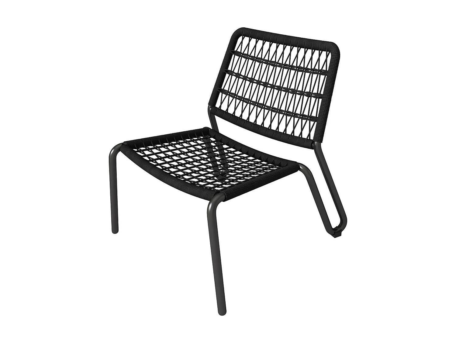 Set di 3 mobili da giardino in acciaio zincato - 2 poltrone ergonomiche e un tavolo extra rotondo - carico massimo da 160 kg - nero