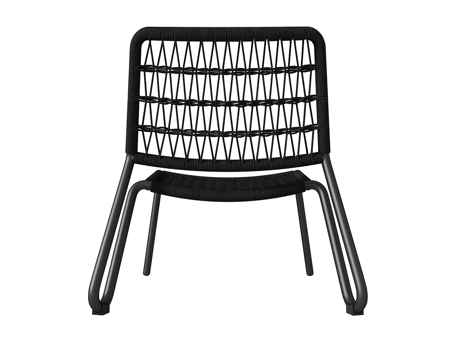 Set di 3 mobili da giardino in acciaio zincato - 2 poltrone ergonomiche e un tavolo extra rotondo - carico massimo da 160 kg - nero