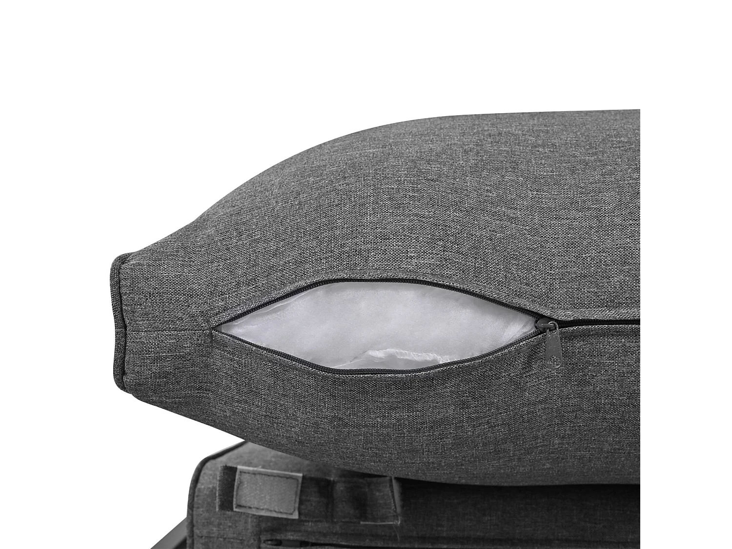 Salon de jardin 5 à 6 personnes, avec cadre en fer galvanisé et bois Acacia, canapé modulable + tables gigognes