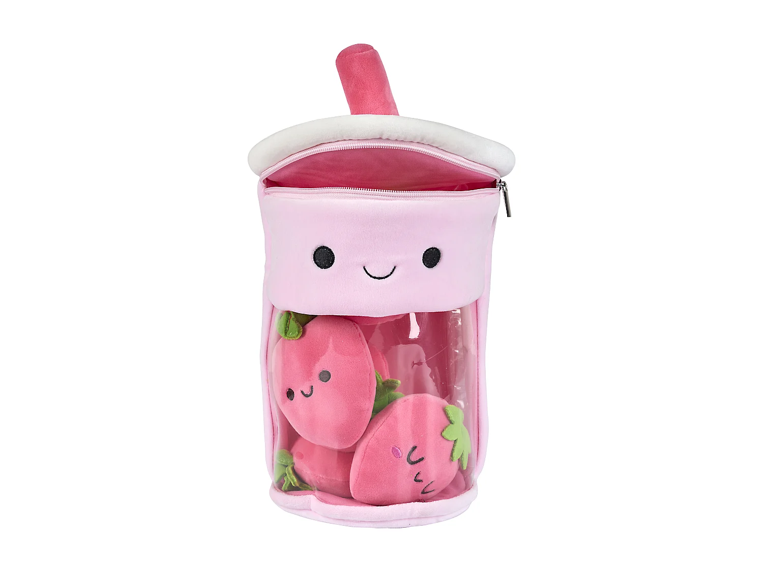 Peluche Bubble Tea Kawaii Fraise Rose