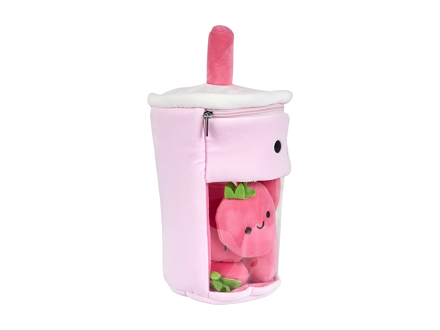 Peluche Bubble Tea Kawaii Fraise Rose
