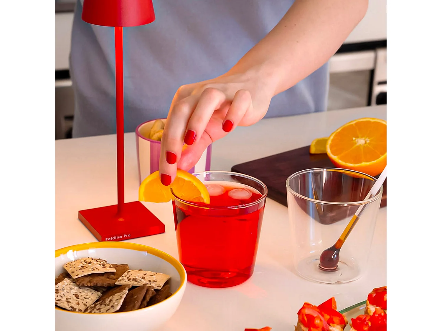 Vaso medidor Spritzometer - Juego de 2 vasos + dispensador Spritz, vidrio decorado, fabricado en Italia - Zafferano Italia