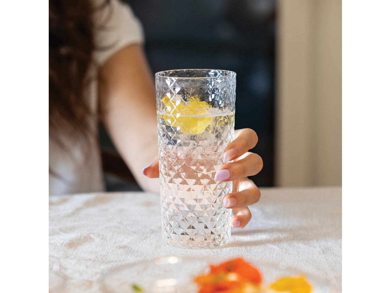 Highball Set de 4 Verres à Cocktail et Vins Aromatiques 41cl, Verre, Design Élégant Zafferano Fabriqué en Italie