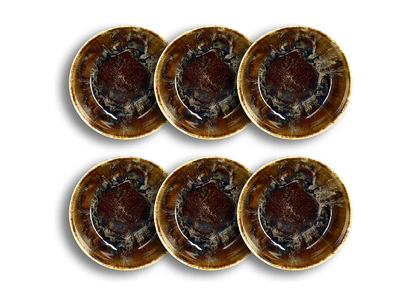 Novastyl - Lot 6 Bols Salade Volcano 16cm En Porcelaine Marron