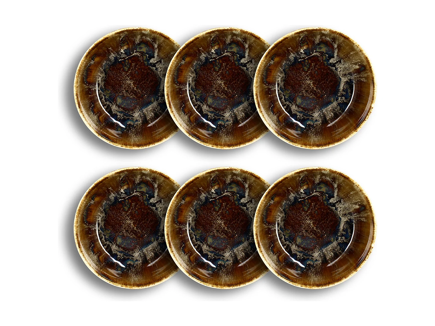 Novastyl - Lot 6 Bols Salade Volcano 16cm En Porcelaine Marron