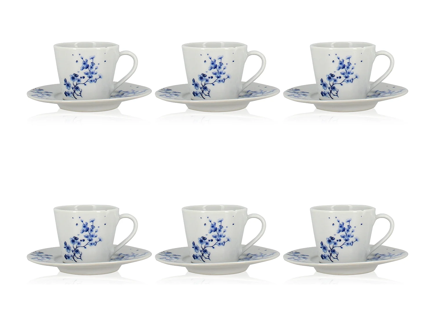 Novastyl - Lot 6 Paire-tasses Centauree 22cl En Porcelaine