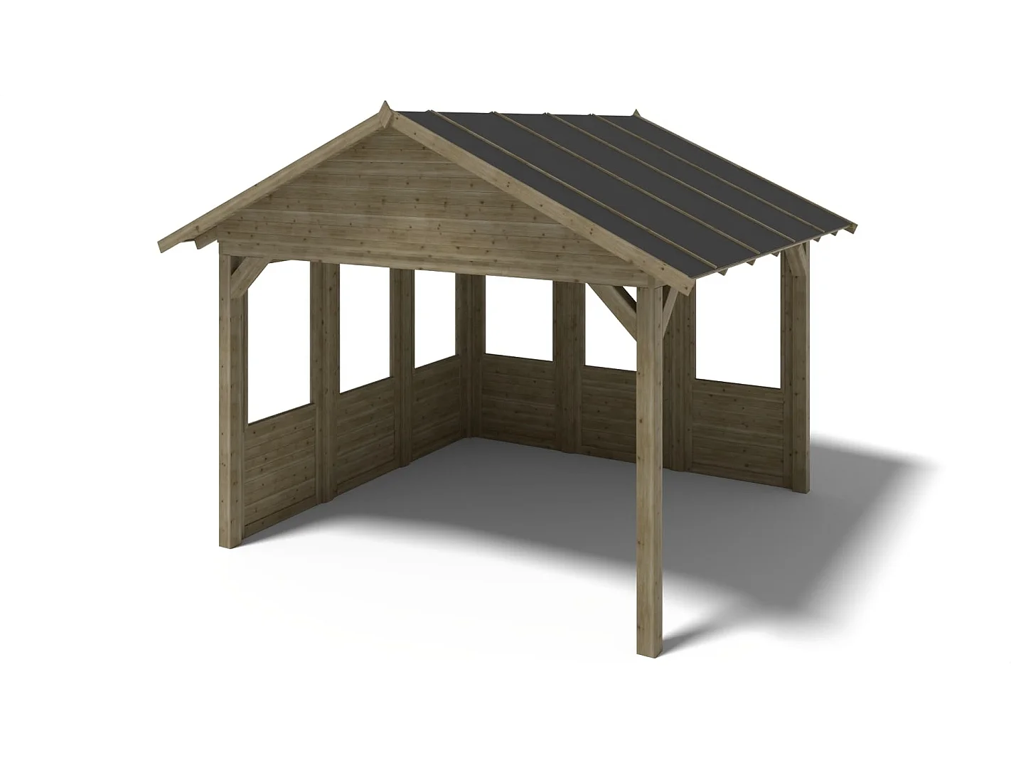 Gazebo da giardino in legno pergola 4.04x4.04 m con pannelli - Impregnata - ALT126 - ALTANKA