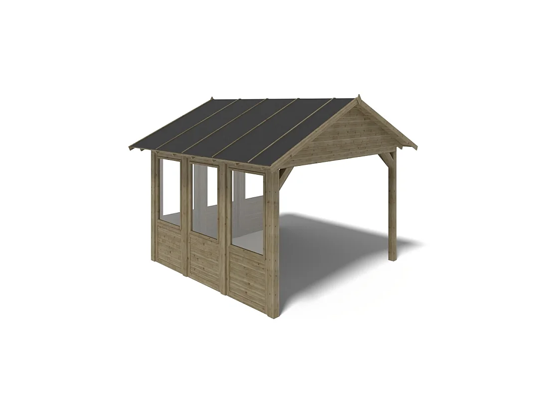 Gazebo da giardino in legno pergola 4.04x4.04 m con pannelli - Impregnata - ALT126 - ALTANKA