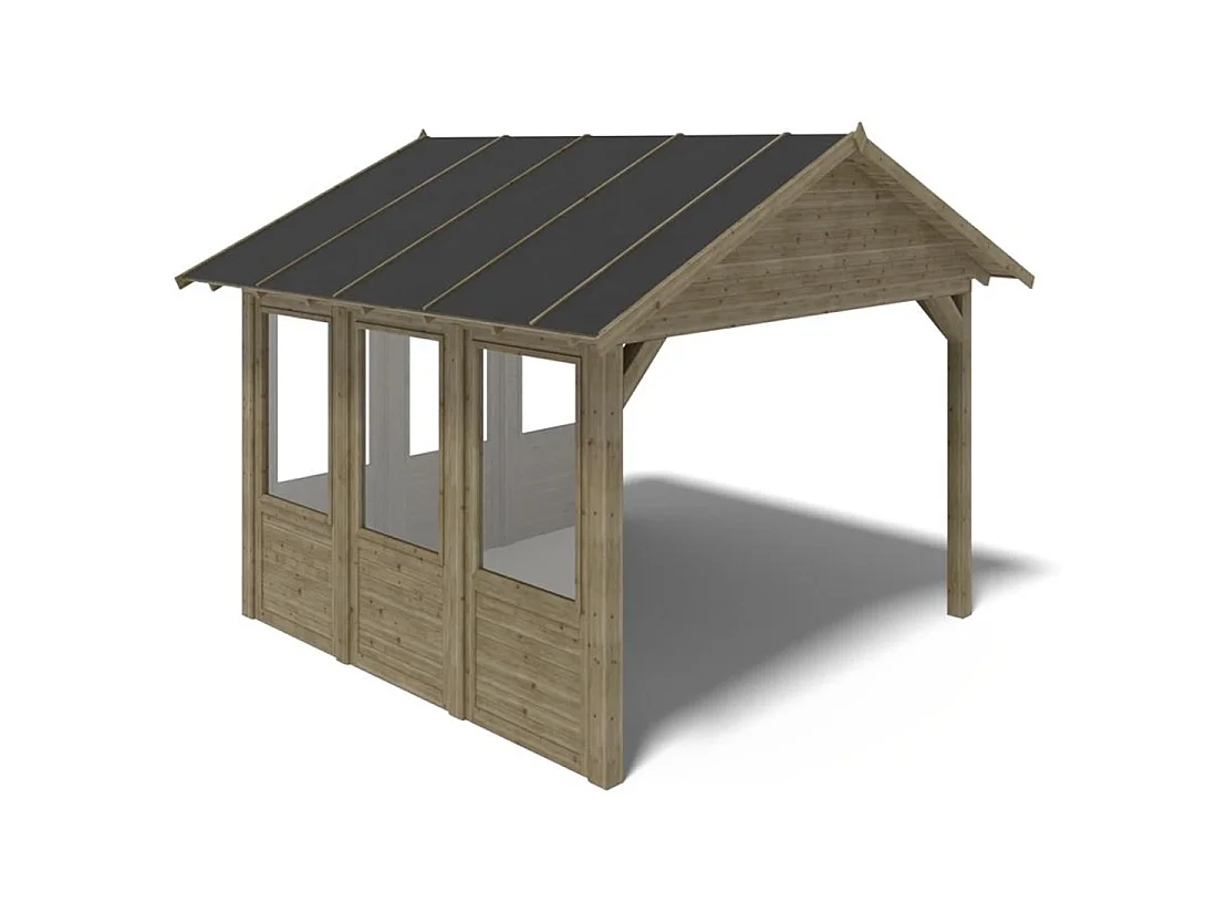 Gazebo da giardino in legno pergola 4.04x4.04 m con pannelli - Impregnata - ALT126 - ALTANKA