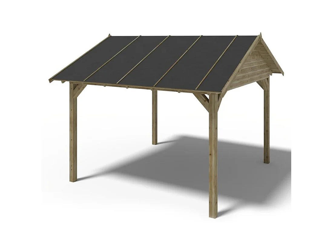 Gazebo da giardino in legno pergola 4.04x4.04 m con pannelli - Impregnata - ALT126 - ALTANKA