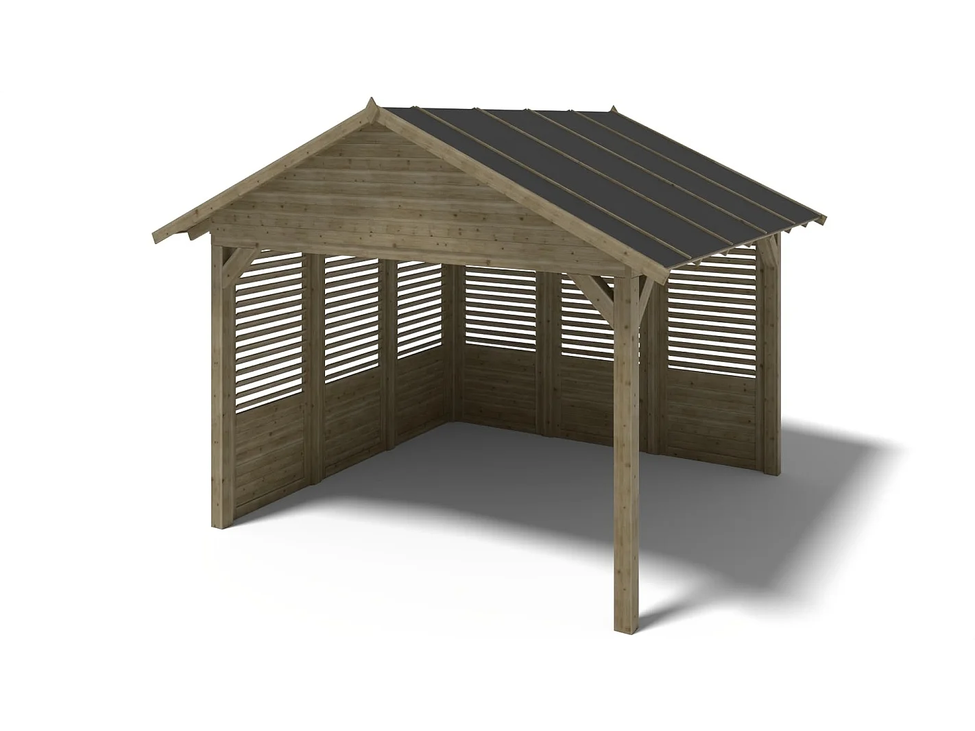 Gazebo da giardino in legno pergola 4.04x4.04 m con pannelli - Impregnata - ALT129 - ALTANKA