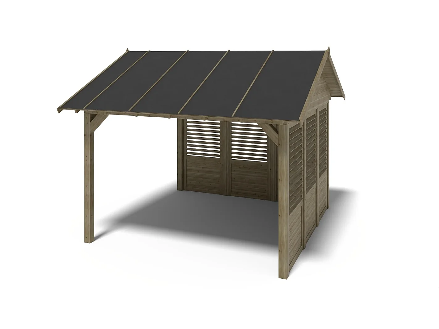 Gazebo da giardino in legno pergola 4.04x4.04 m con pannelli - Impregnata - ALT129 - ALTANKA